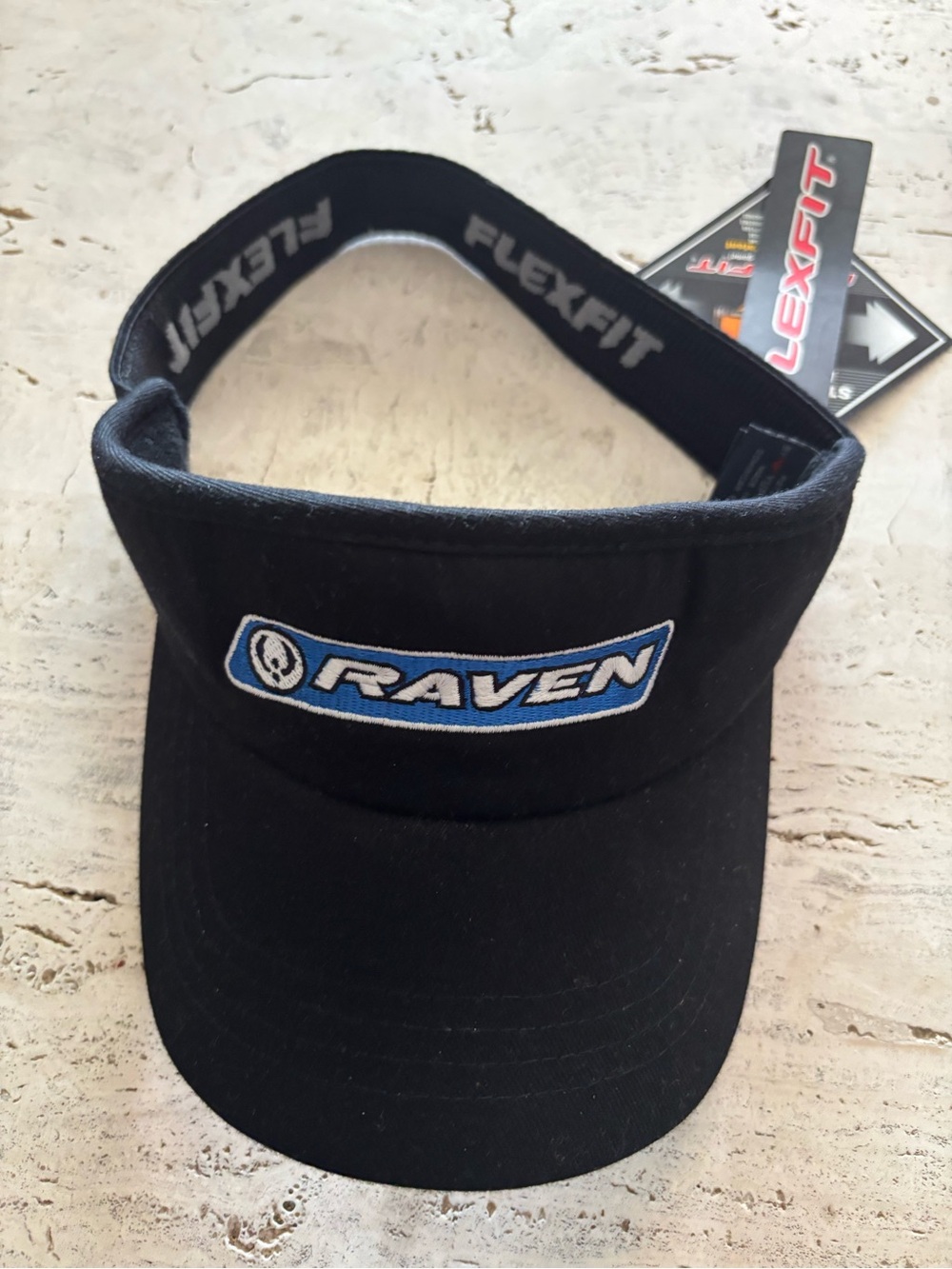 RAVEN Black Visor with Blue & White Raven Patch